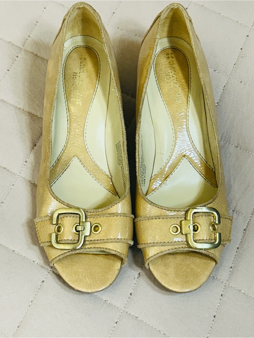 Naturalizer Taupe Peep-Toe Buckle Pumps